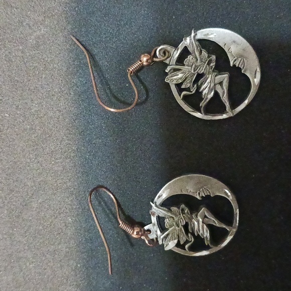 Earrings Mistic Fairy & Moon Signed SISK. 81 - Picture 1 of 6